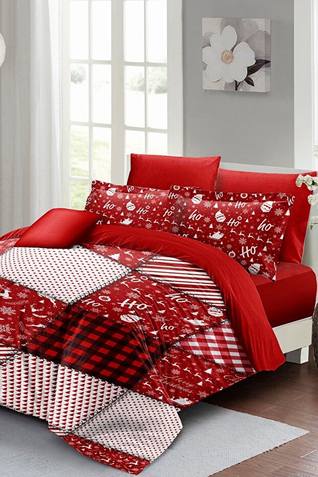 Christmas Decoration Plaid Christmas 100% Cotton Satin 3d Double Duvet Cover Set