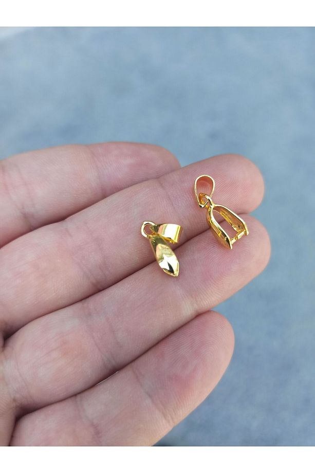 10 Adet - 20 Mm Kolye Ucu Mengeç, Kolye Ucu Aparatı, Kolye Ucu Askısı, Kolye Ucu, Gold Kaplama - 3