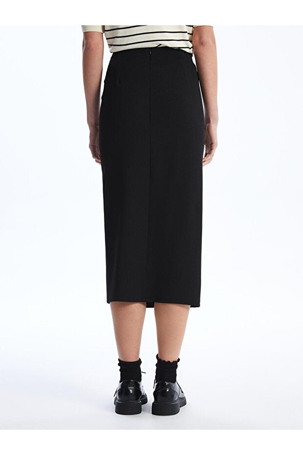 Dar Fit Düz A Kesim Krep Kadın Etek - 3