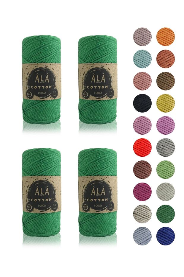 Cotton Knitting Yarn Panç Amigurumi Yarn Koton Punch Yarn (1.5mm) - 4 X 100 Grams Total 400 Grams