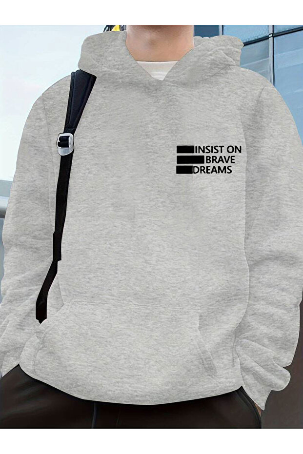 سويت شيرت بقلنسوة مطبوع عليه نص Dreams