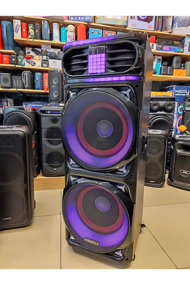 Hepu Hp 928 Taşınabilir Şarjlı Ahşap Bluetooth Parti Hoparlörü 100 w 12 inc*2 Subw Super Bass - 5