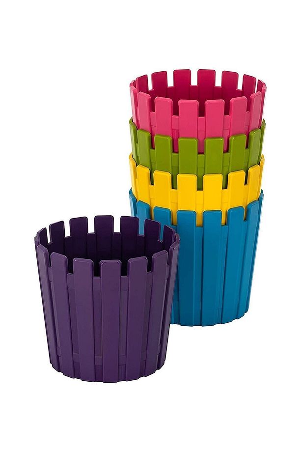 6 Adet Akasya Orkide Saksı Set 1,10 Litre Çok Renkli 13cm Plastik Bitki Çiçek Saksısı Seti - 8