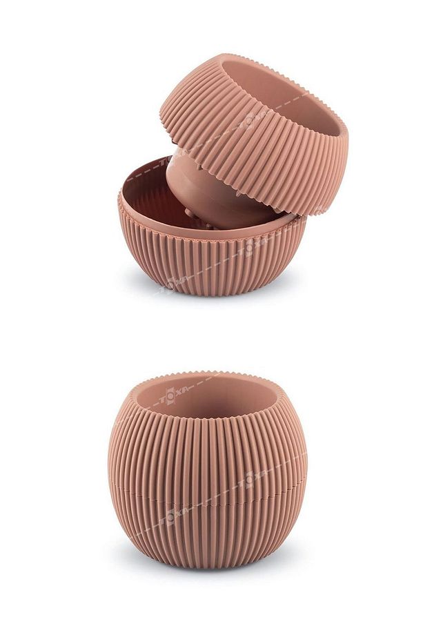 4 Boy Mercan Yuvarlak Bej Saksı Seti Karasu Plastik Kaktüs Sukulent Saksısı Set - 5