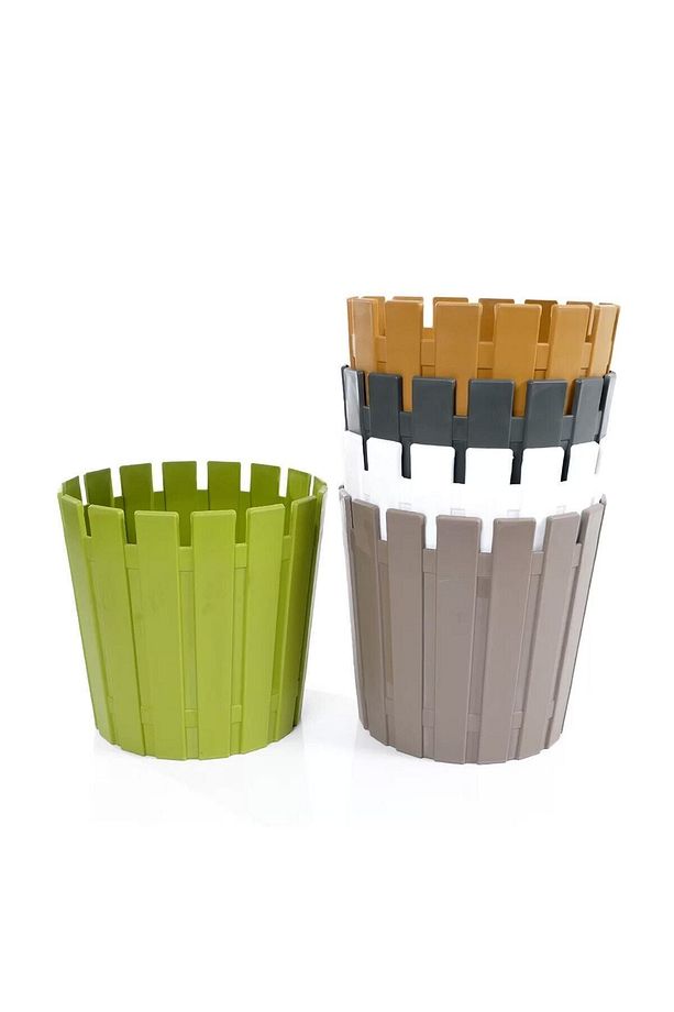 6 Adet Akasya Orkide Saksı Set 1,10 Litre Çok Renkli 13cm Plastik Bitki Çiçek Saksısı Seti - 4