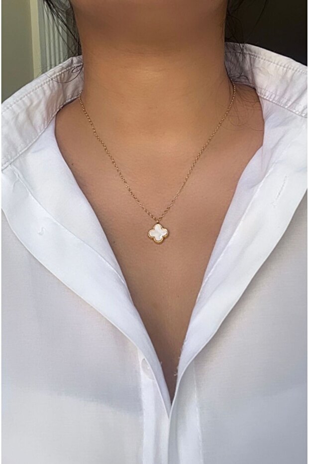 Çelik Van Yonca Mineli Kolye - 1