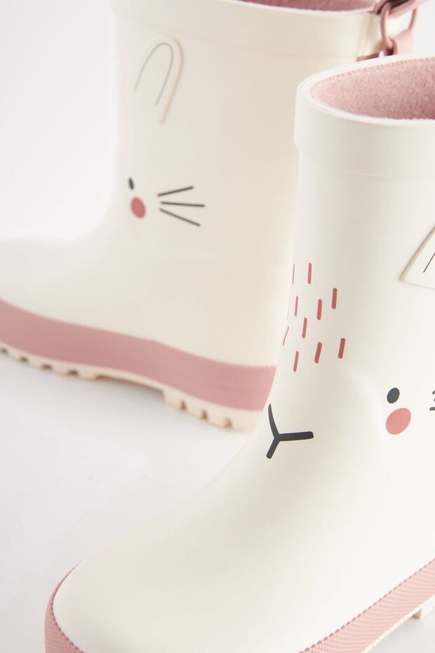 White Rabbit Patterned Waterproof Rain Boots/Boots - 5