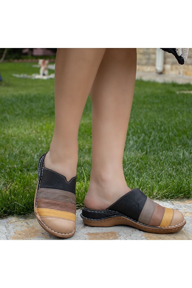 Orthopedic Leather Women's Sabo Slippers 10399