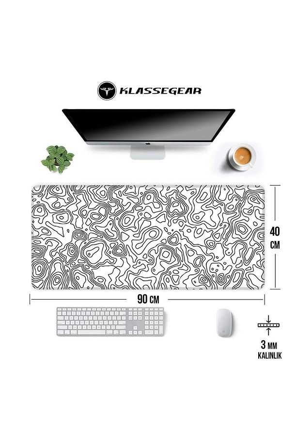 Pro White Map Lines 90x40 Cm Xxl Gaming Oyuncu Mouse Pad Mousepad - 2