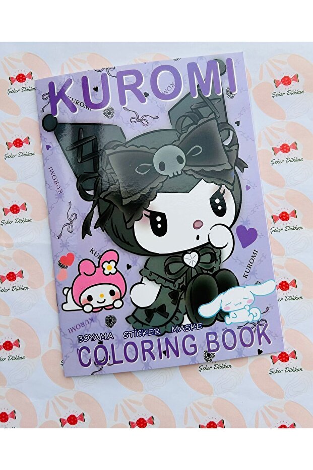 Genel Markalar My Melody Sanrio Kuromi 16 sayfa Boyama Kitabı Sticker Maske Seti