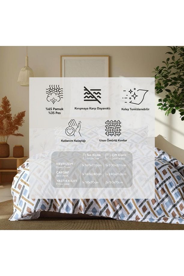 Easy Cotton Tek Kişilik Nevresim Takımı Mekik - 3