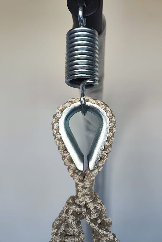 Tek Kişilik Makrome Salıncak Minderli + Askı demiri ile (KREM) - Mis38016MA - 7