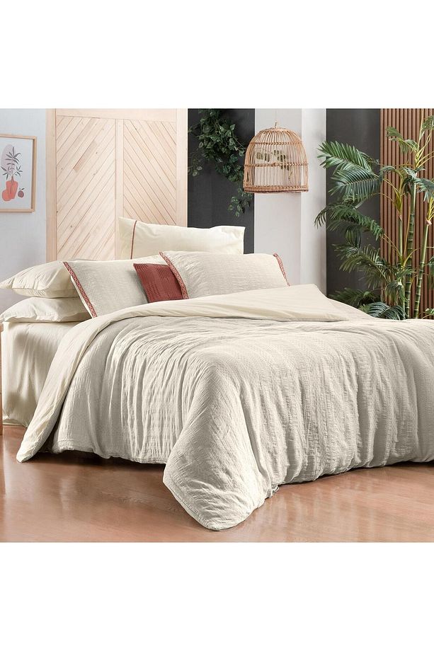 Palencia Ekru Tek Kişilik %100 Pamuk Mood Comfort Nevresim Takımı - 2