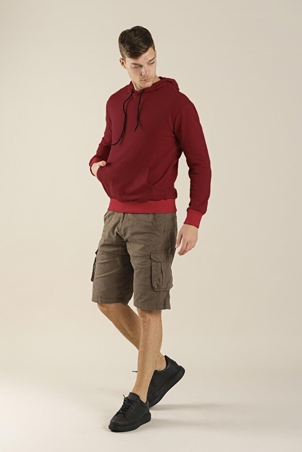 Carlis Düz Basic Pamuklu Unisex Kapüşonlu Sweatshirt - 3