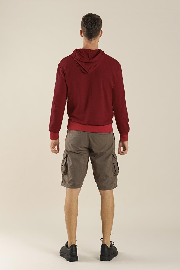 Carlis Düz Basic Pamuklu Unisex Kapüşonlu Sweatshirt - 4