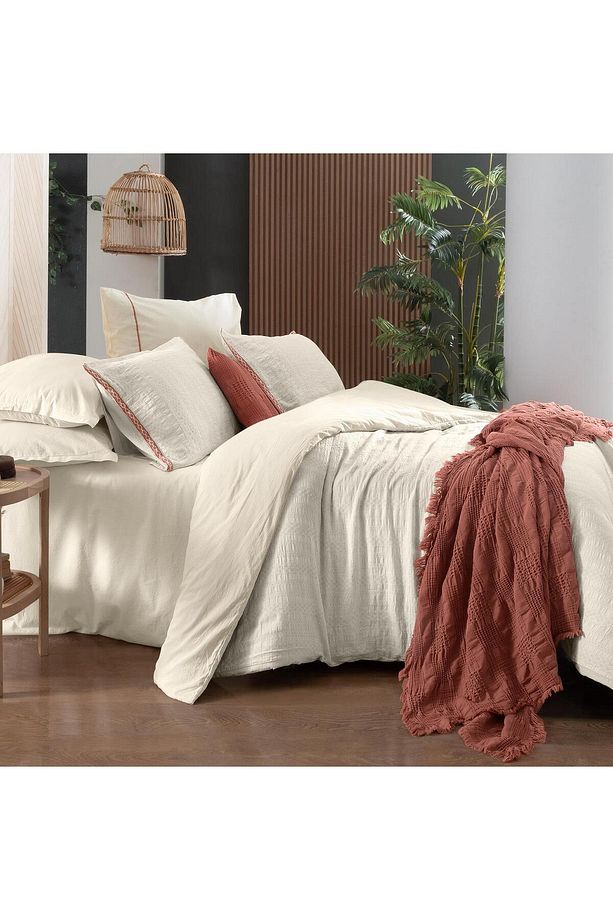 Palencia Ekru Tek Kişilik %100 Pamuk Mood Comfort Nevresim Takımı - 3