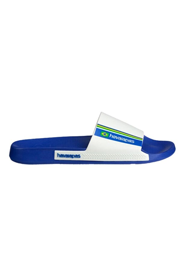 Slide Brasil Men's White Blue Slippers