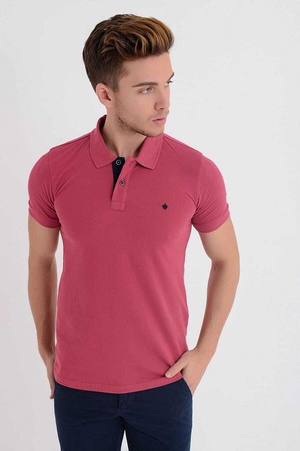 Erkek Gül Polo Yaka Likralı T-shirt - 1