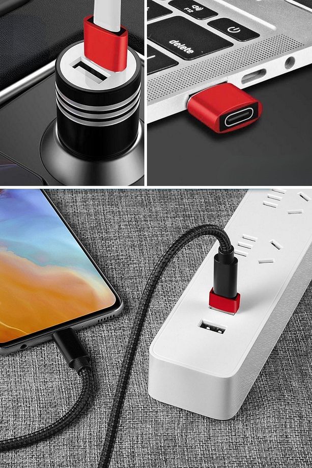 ® USB'den TYPE-C 'ye Dönüştürücü Adaptör Veri Aktarımı Sağlayıcı Şarj Data Çevirici - 2