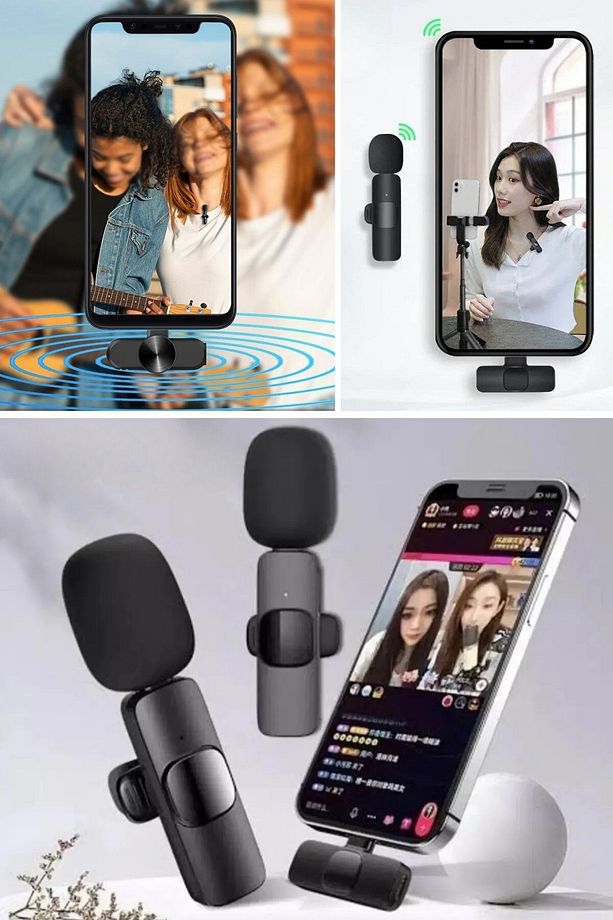 ® Type C Uyumlu İphone Dönüştürücülü Kablosuz Yaka Mikrofonu Android ve İphone Uyumlu Mini Mik - 2