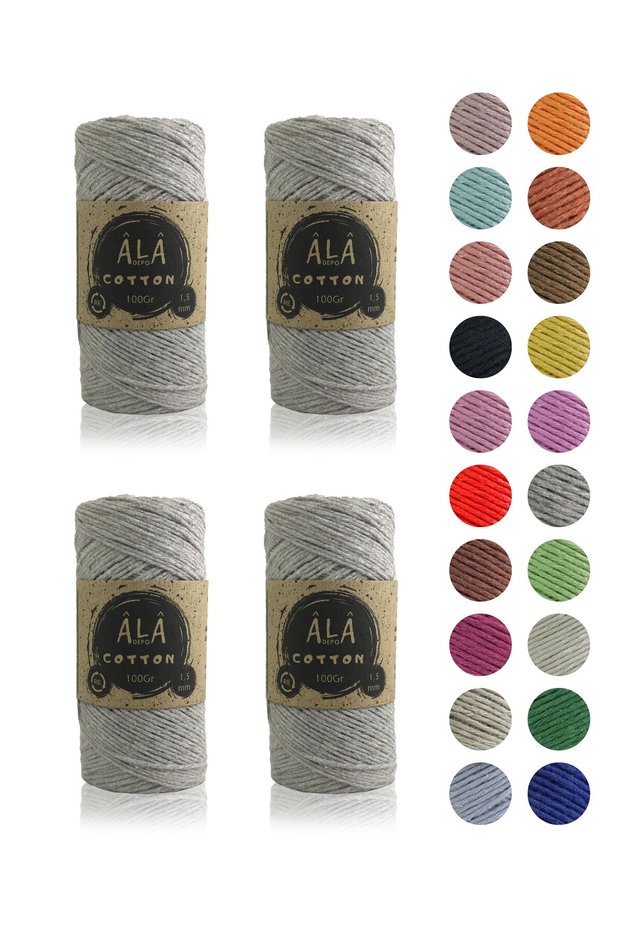 Cotton Knitting Yarn Panç Amigurumi Yarn Koton Punch Yarn (1.5mm) - 4 X 100 Grams Total 400 Grams