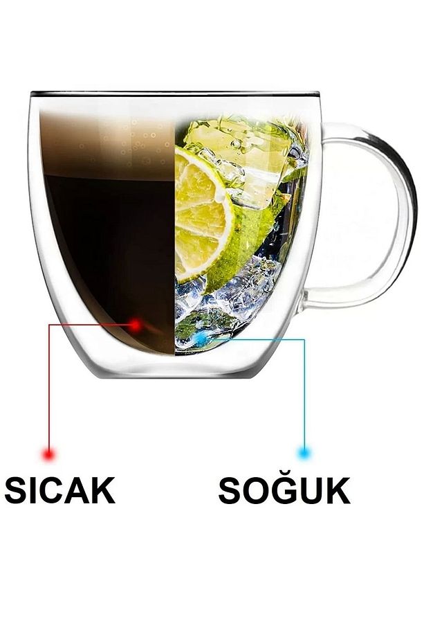 Çift Cidarlı Cam Bardak Kupa 310 Ml Ev Ofis Espresso Kahve Fincanı Borosilikat Kulplu Çay Bardağı - 5