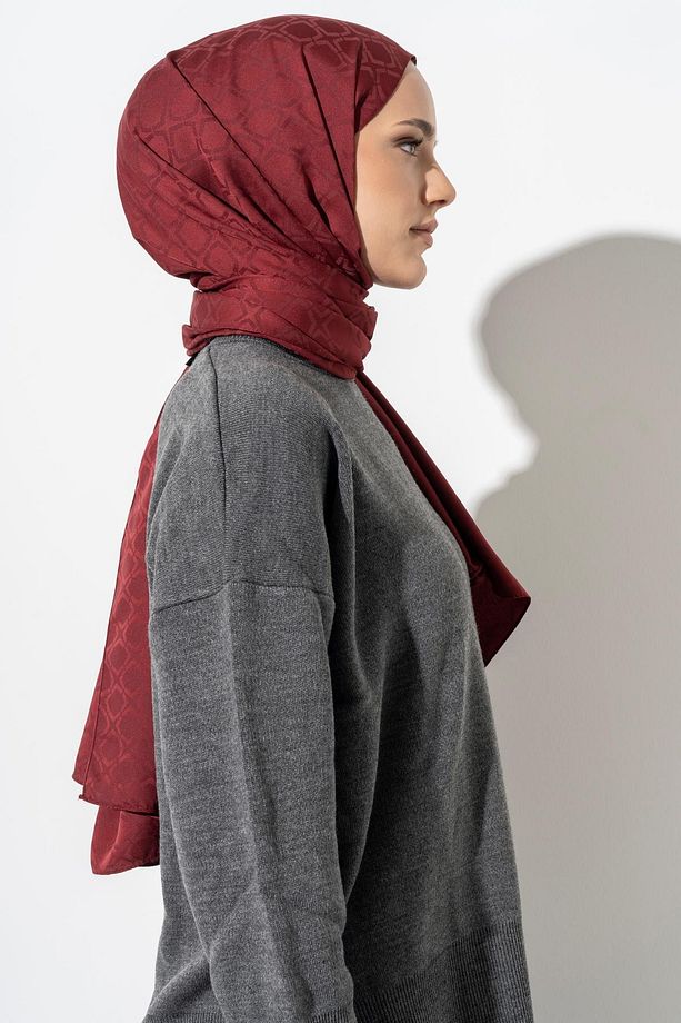 Kadın Geometrik Desen Jakarlı Şal - 4