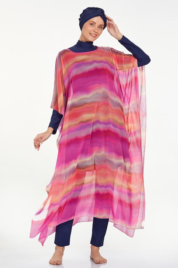 Mayo Üzerine Tek Pareo Kaftan Trıana 6100 Fuşya - 2