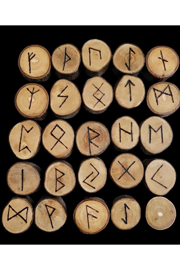 Ahşap Rune Seti Ahsap"dağlama Yöntemi Ile El Yapımı" - 4