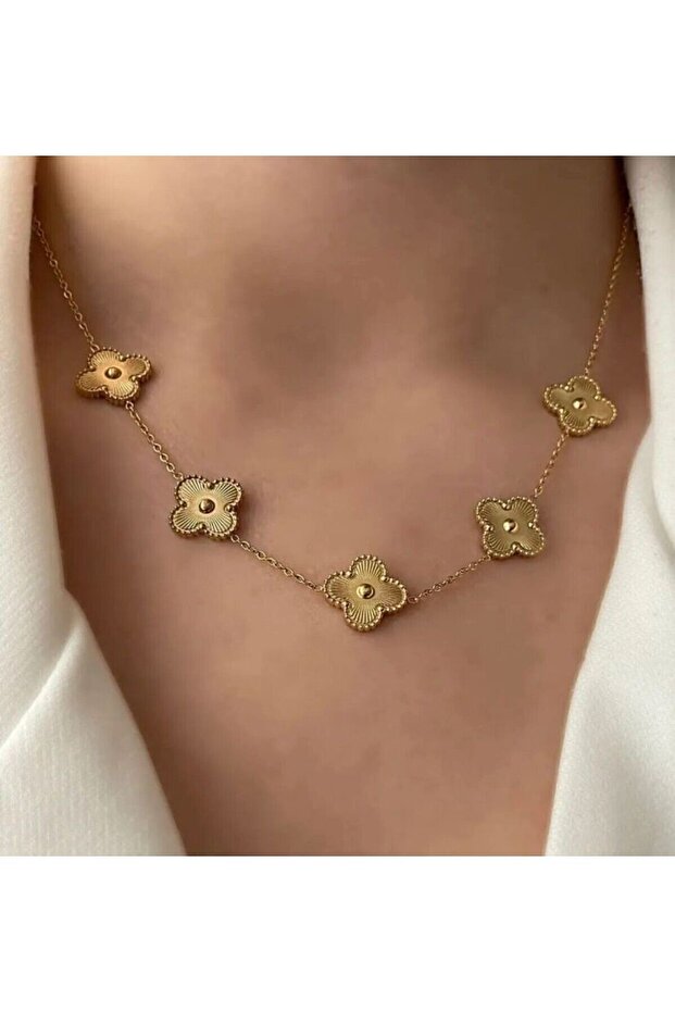 Model Gold Renkli Çelik Kolye - 2