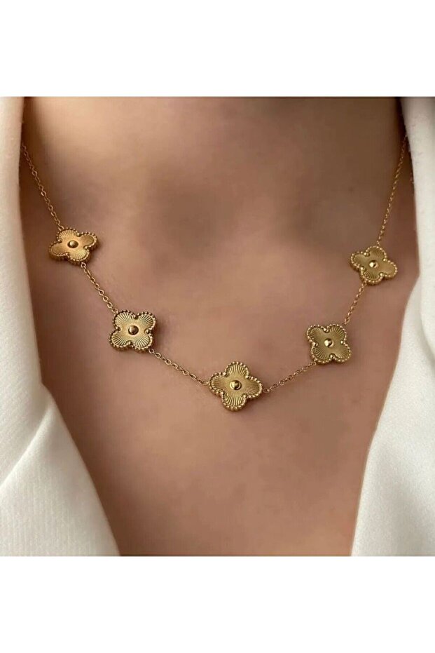 Model Gold Renkli Çelik Kolye - 1