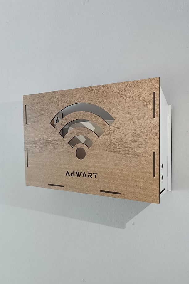 Dekoratif Ahşap Modem Saklama Kutusu Modem Rafı - 1
