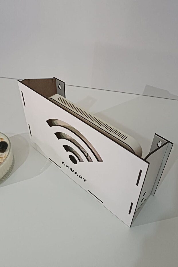Dekoratif Ahşap Modem Saklama Kutusu Modem Rafı - 7