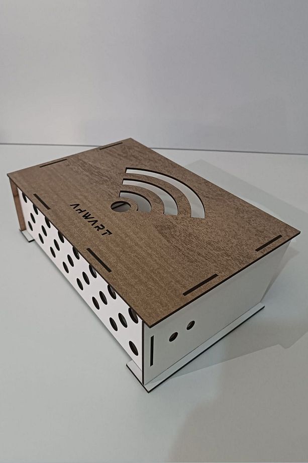 Dekoratif Ahşap Modem Saklama Kutusu Modem Rafı - 6