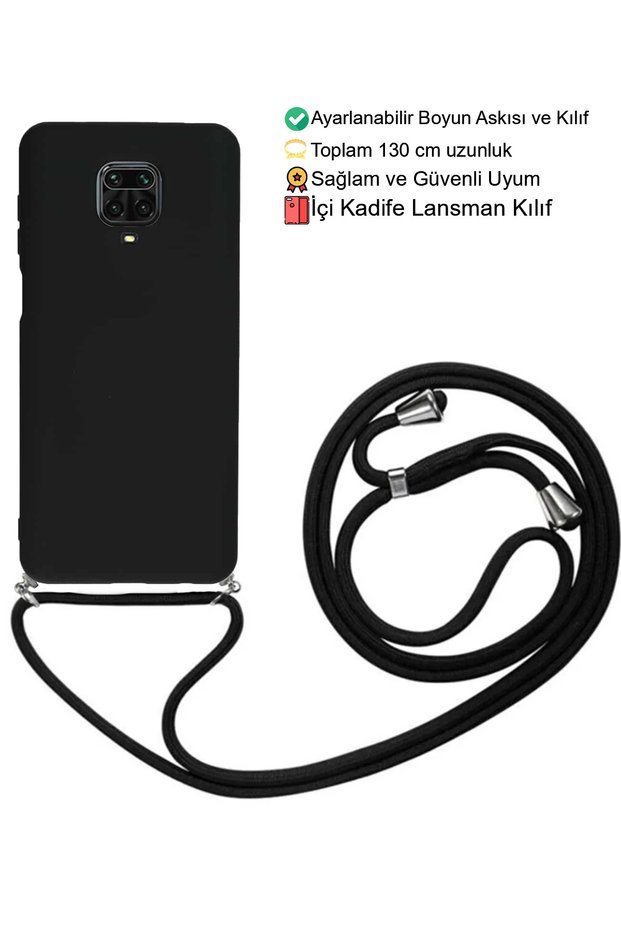 حافظة هاتف Xiaomi Redmi Note 9 Pro / 9S - إطلاق داخلي من السيليكون الناعم المخملي مع حزام للرقبة