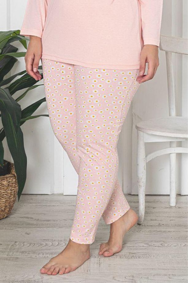 X-Dreamy Büyük Beden Pamuklu Desenli Uzun Kollu Pijama Takımı - 3
