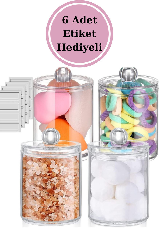 4-Piece Makeup and Jewelry Organizer Cosmetic Product and Cotton Organizer Makeup Products Jar