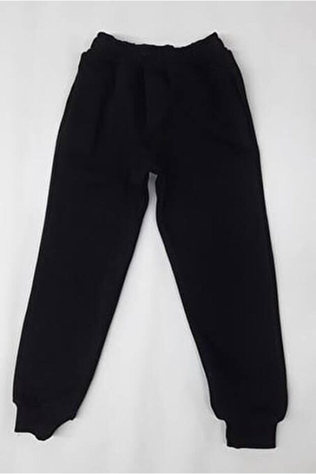 Kids' Black Ribbed Tracksuit Bottoms
