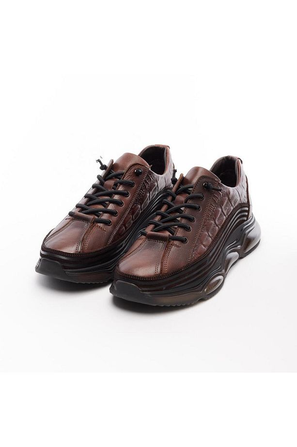 Yüksek Taban Hakiki Deri Erkek Sneaker - 2