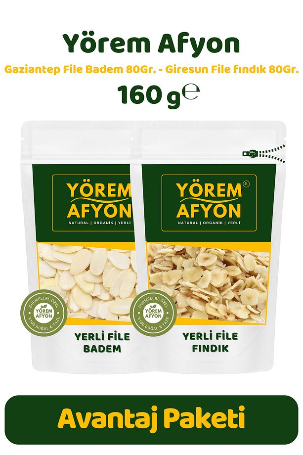Yörem Afyon Yöresine Özgü Diyet Dostu Vegan Kavrulmamış Çiğ Dilimlenmiş File Avantajlı Set | 160gr. - 1