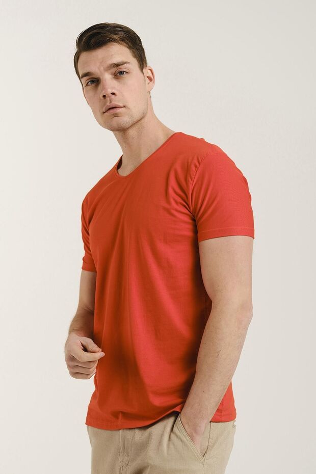 Ανδρικό μπλουζάκι Riley V-Neck Slim Fit Basic - 1
