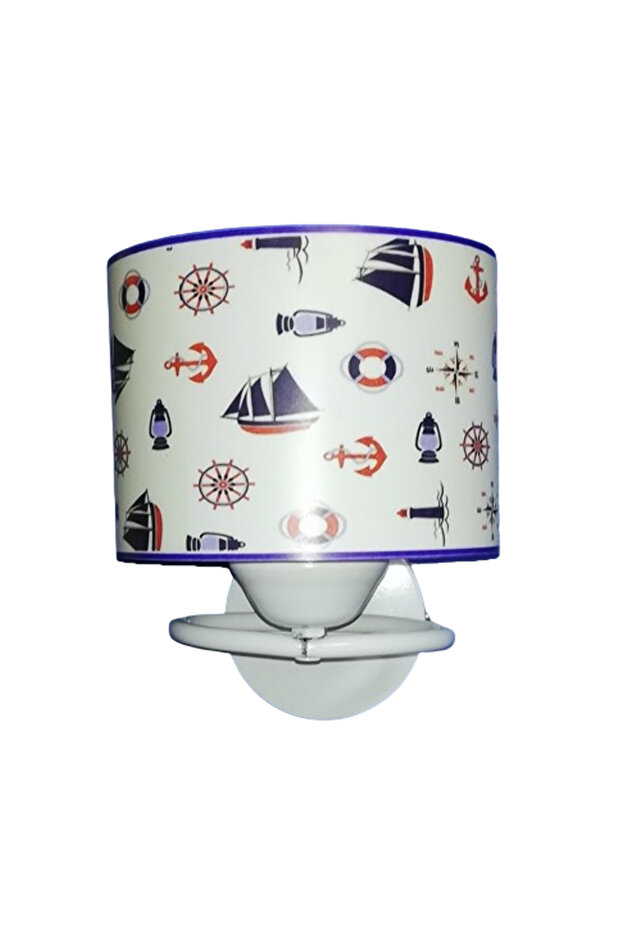 White Metal Sailor Wall Light. Pvc Headboard.
