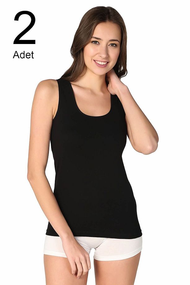 Kadın Siyah 2'li Paket  Atlet ELF568T0136CCM2 - 1