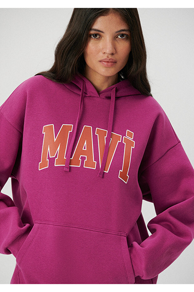 Logo Printed Hooded Purple Sweatshirt 1600361-70597