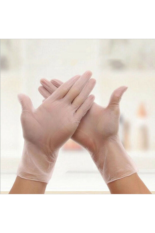 Transparent Vinyl Gloves Powder-Free Medium Size m Multi-Purpose Hygienic Gloves 1 Pack-100 Pieces