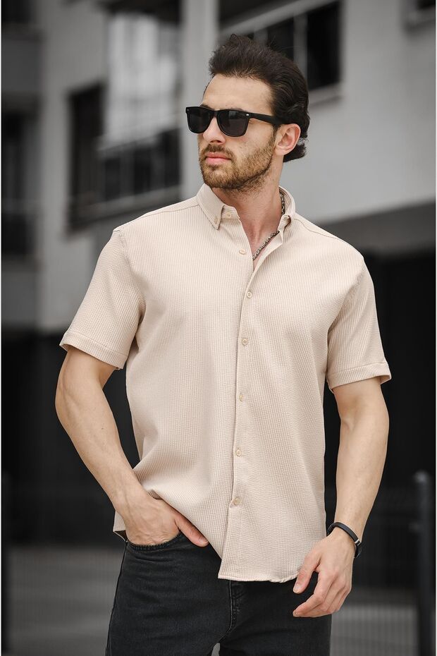 Trc 2808 Autoban Fabric Slim Lycra Short Sleeve Men's Shirt