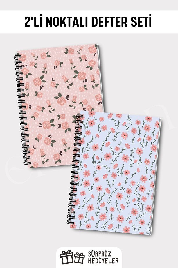 2'li Noktalı Defter Seti, A5 Boyutunda 50 Yaprak 100 Sayfa 2'li Set - 1