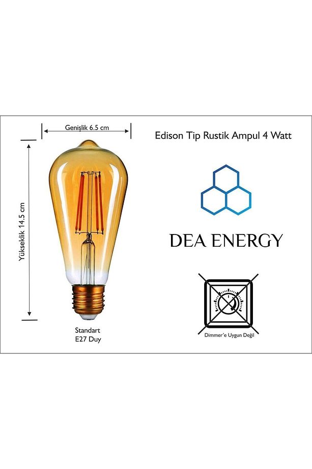 St64 4 Watt Led Armut Tip ( 10 ADET ) Rustik Ampul Edison Ampul Dekoratif Ampul Akkor Aydınlatma - 2