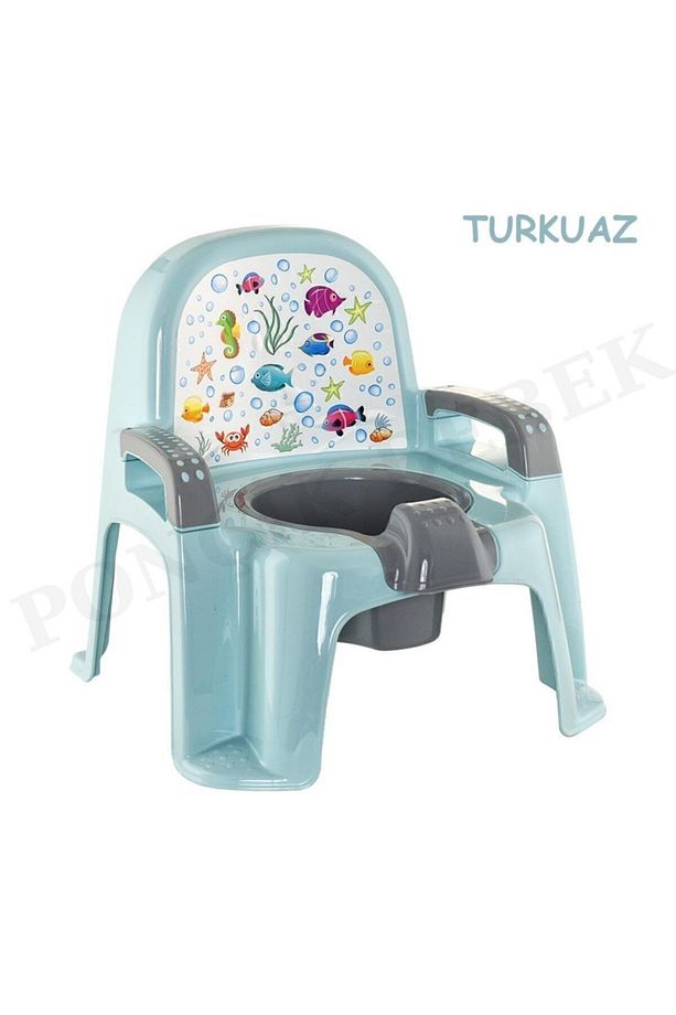 Bebek Tuvalet Alıştırma Lazımlığı Tutma Kollu Koltuk Tipi Çocuk Lazımlık Mavi 10 Top - 2