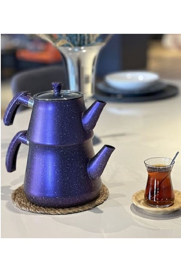 granit bakalit kulp mavi çaydanlık - 1